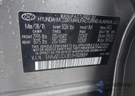 2018 Hyundai Santa Fe Sport 2.4L from USA, damaged, VIN 5NMZUDLB1JH102859